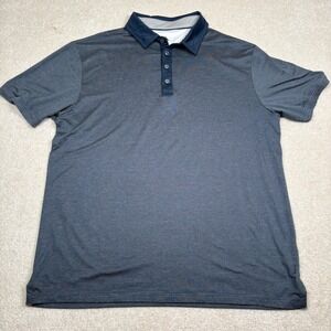 AndersonOrd Polo Mens Large Blue Gray Striped‎ Performance Golf Polo Shirt